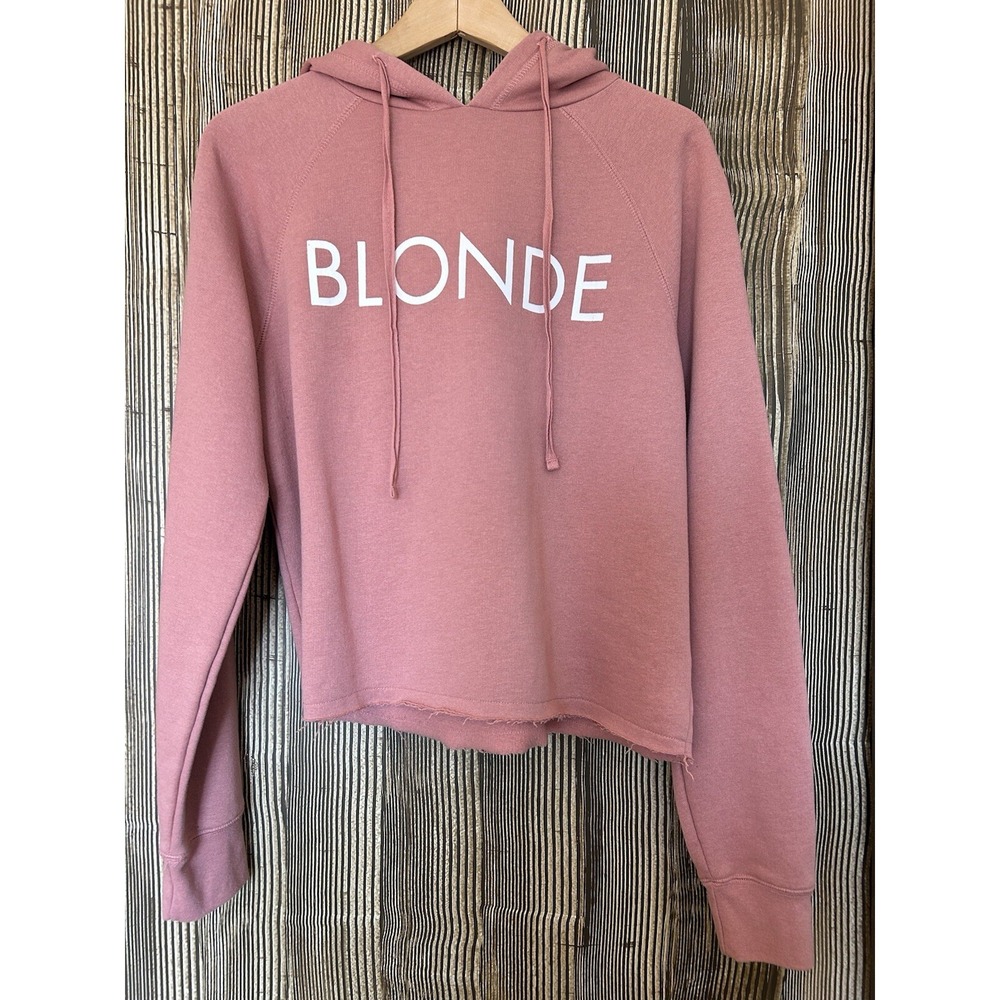 BRUNETTE THE LABEL Blonde Crewneck Cropped Hoodie Boxy Sweatshirt in Pink Sz S/M